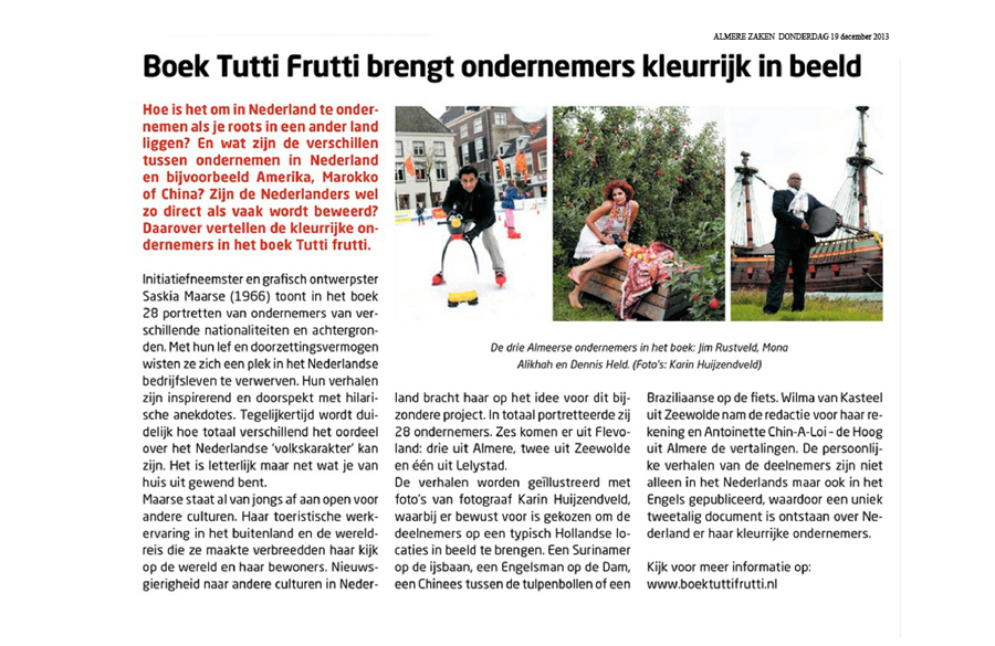 media over boek Tutti frutti, het succes van kleurrijk en ondernemend Nederland